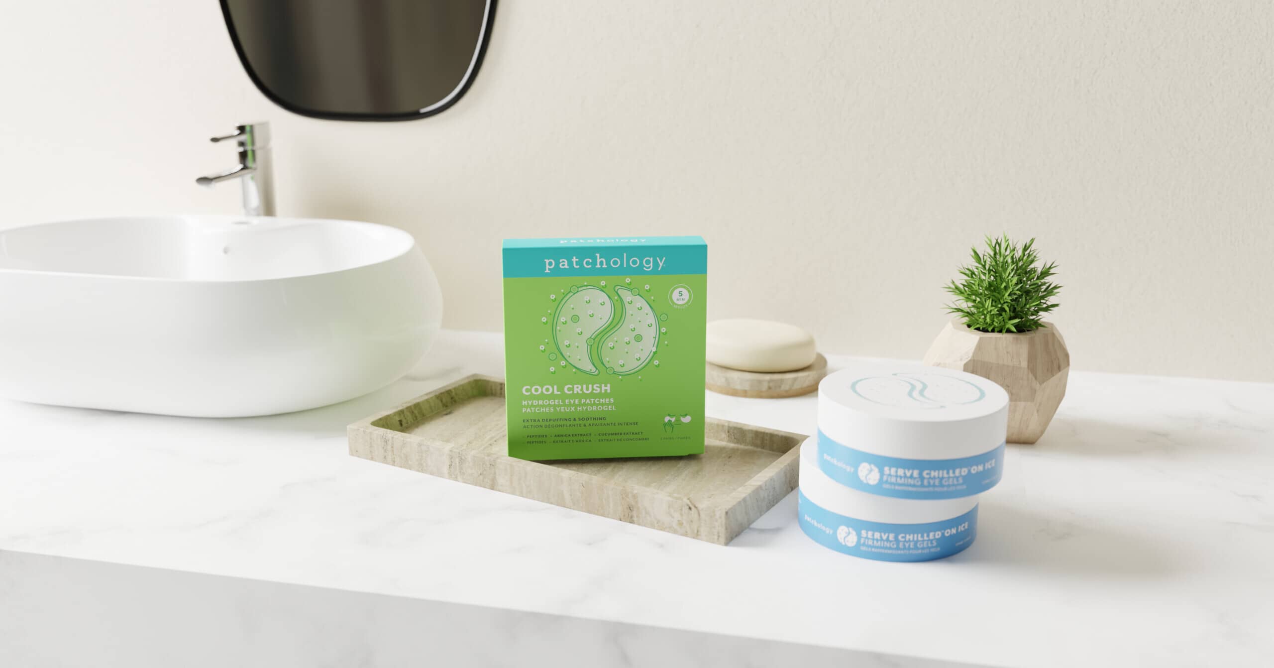 bathroom on ice jars and cool crush eye patches