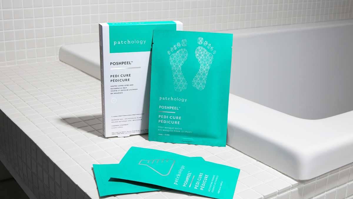 poshpeel patchology foot peel exfoliate dead skin pedicure at home