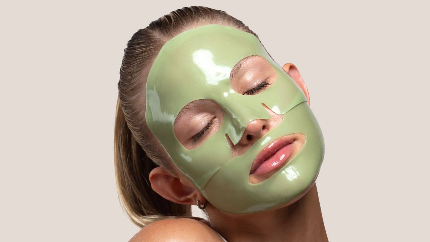 woman wearing cool crush depuffing skincare