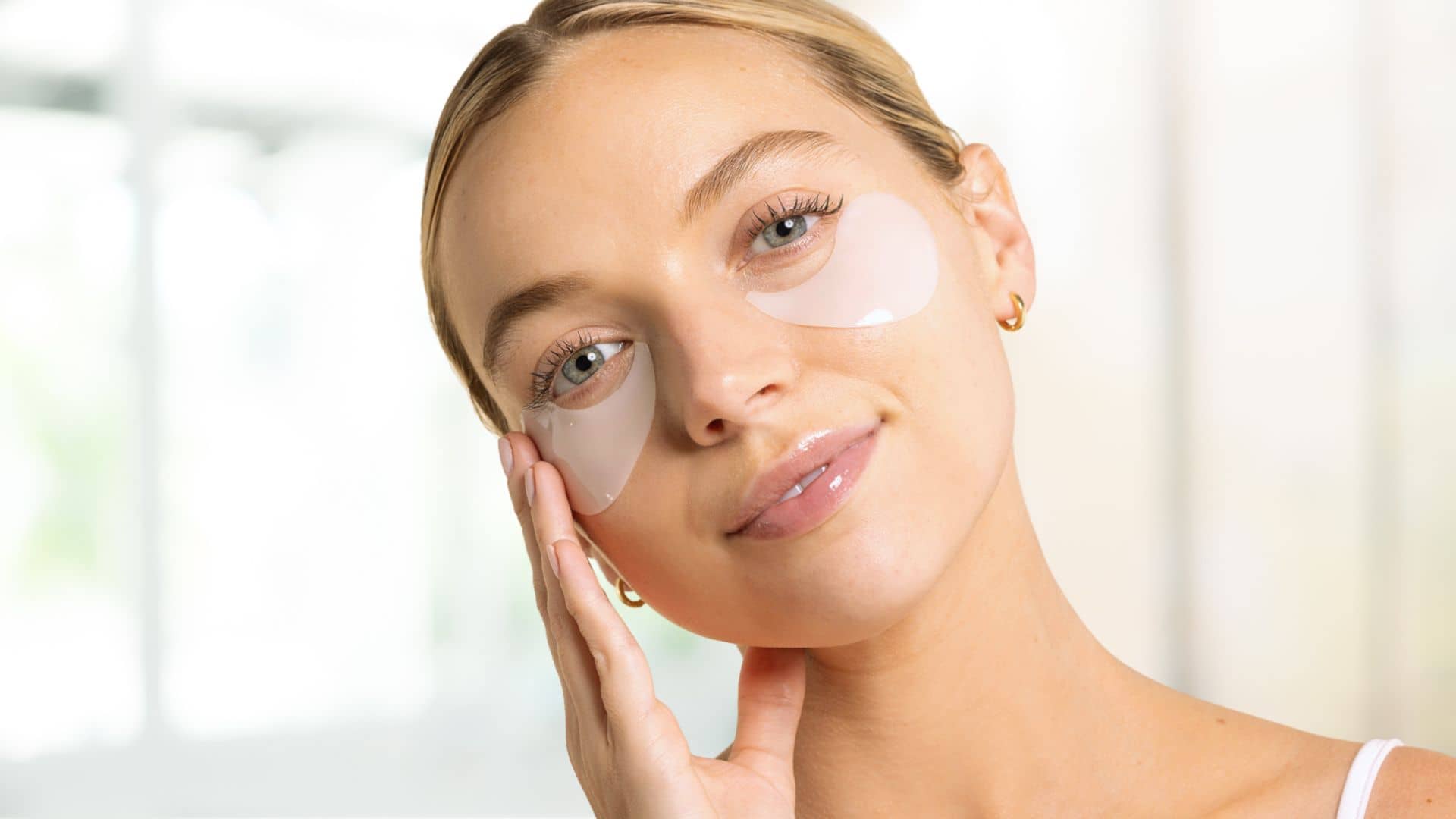 woman wearing under-eye gels skin remedy