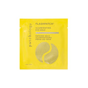 Yellow packaging of Patchology Flashpatch Illuminating Eye Gels on a white background