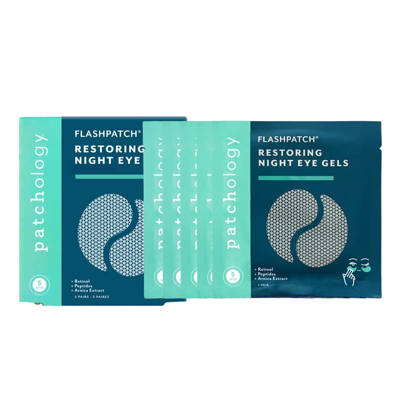 Packaging of Patchology Flashpatch Restoring Night Eye Gels on a white background