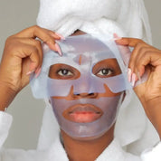 woman wearing beauty sleep retinol hydrogel mask