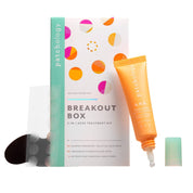 Patchology breakout box and acne treatment kit on a white background