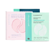 three packages of eye gels on a white background rejuvenating restoring night and rose