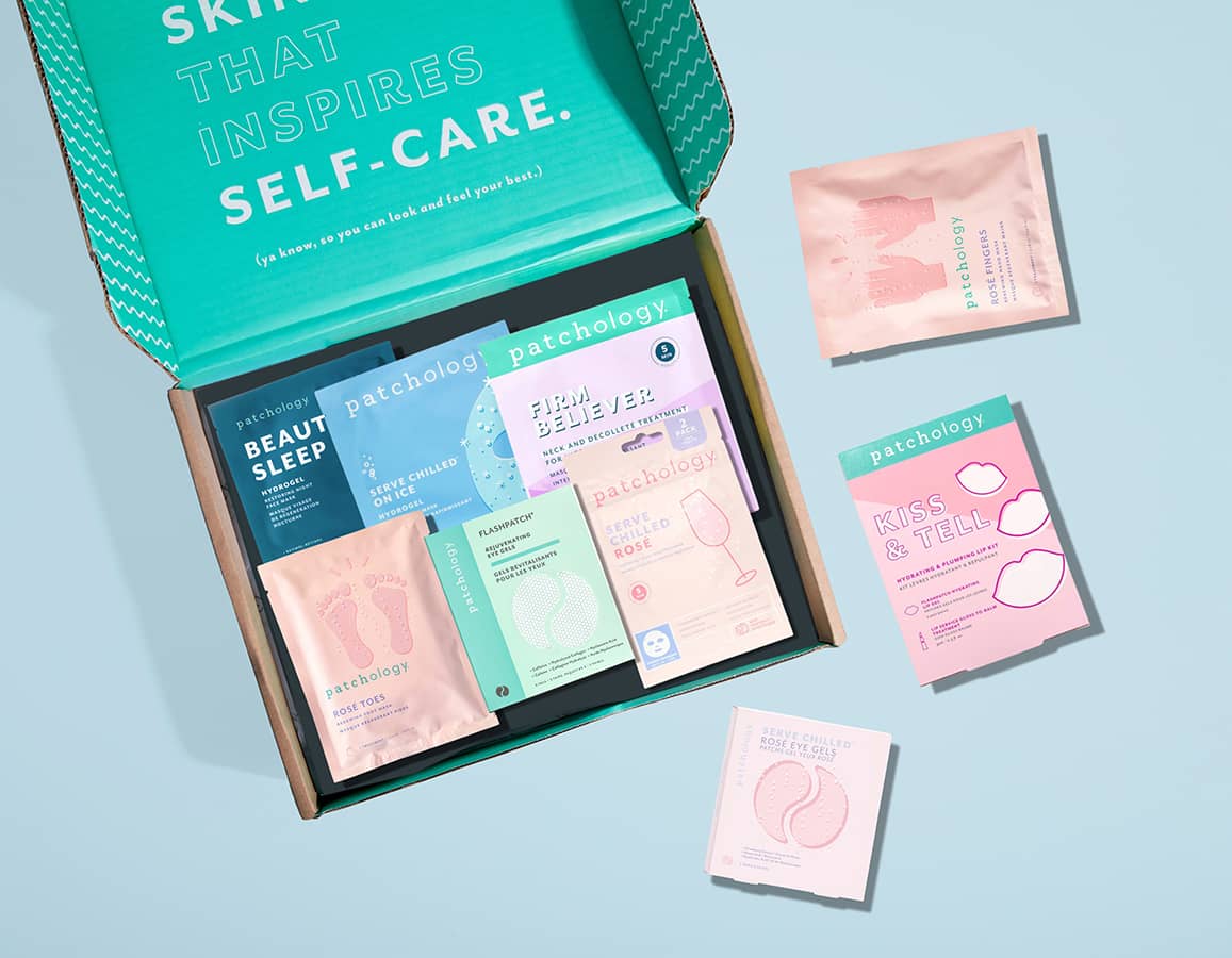 summer self-care box light blue background