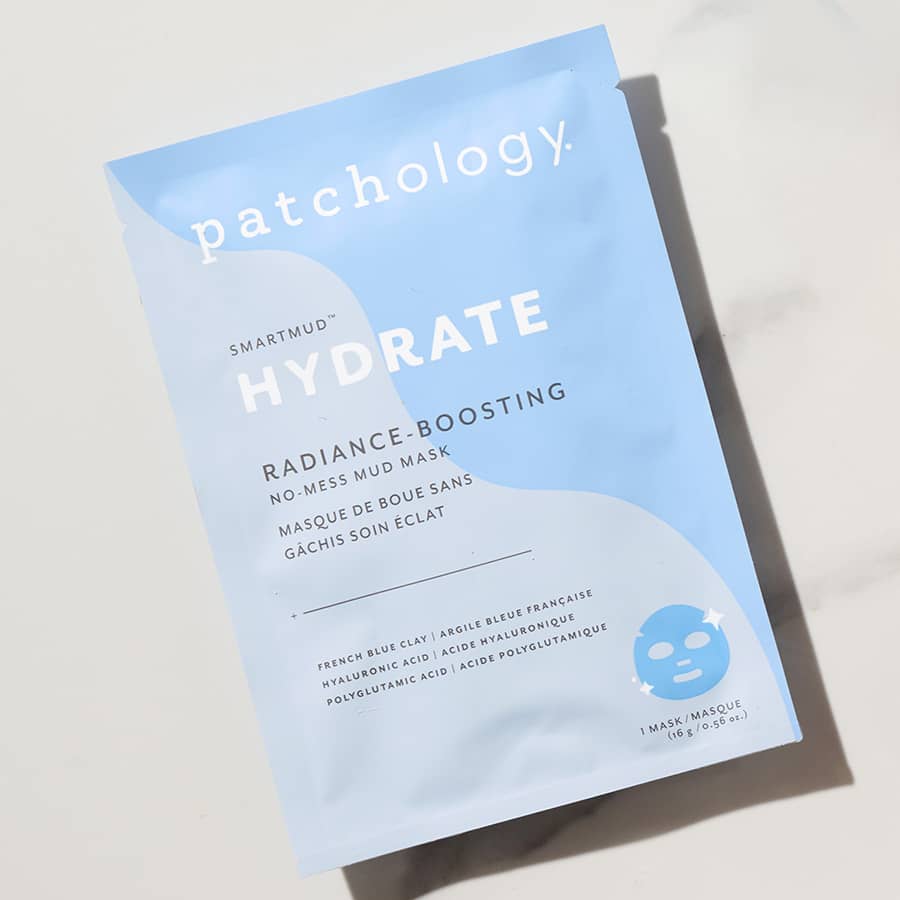 Patchology SmartMud Hydrate radiance-boosting mud mask sachet with French blue clay for hydrating skincare