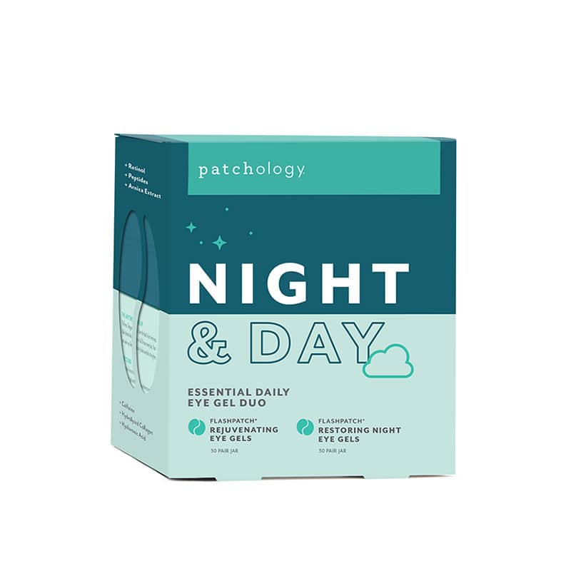 night and day kit with rejuvenating and restoring night under eye masks and eye patches