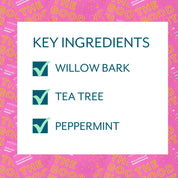 key ingredients willow bark tea tree and peppermint to detox and clarify skin